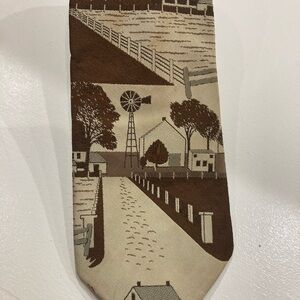 Vintage Sears Farmhouse Scene Necktie
